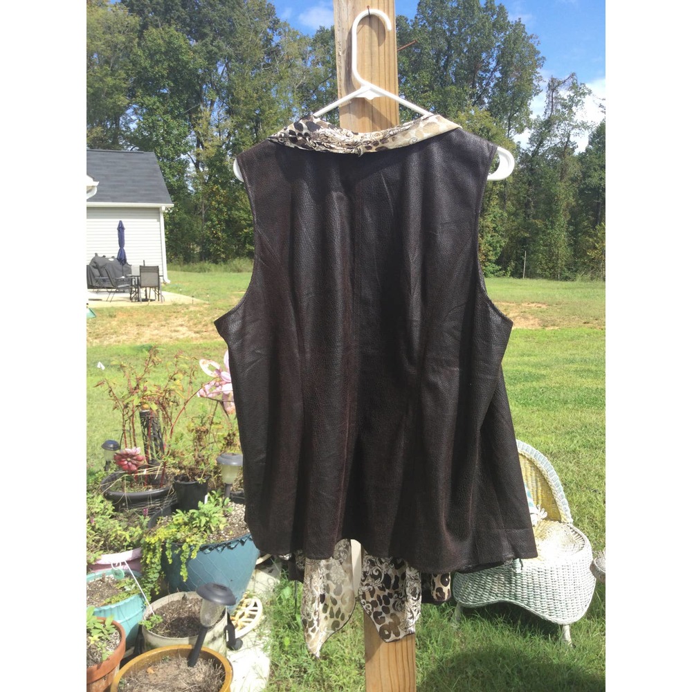 Easywear by Chico’s womens open scarf vest size 3 xl 16 faux leather cheetah - Picture 6 of 10